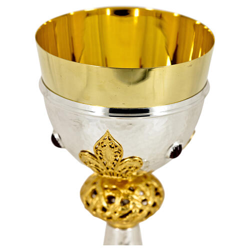 Fleur-de-lis chalice, crown of thorns on the node, brass, h 10 in 2