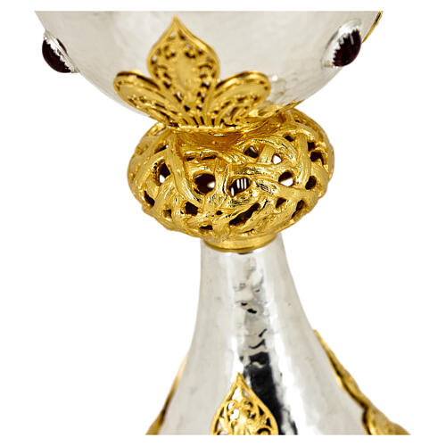 Fleur-de-lis chalice, crown of thorns on the node, brass, h 10 in 4