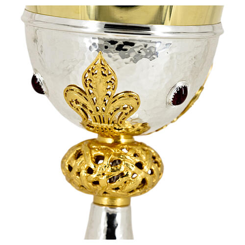 Fleur-de-lis chalice, crown of thorns on the node, brass, h 10 in 5