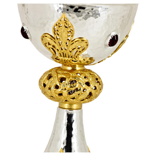 Fleur-de-lis chalice, crown of thorns on the node, brass, h 10 in 6