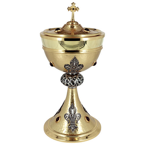 Pisside filigrana Giglio e corona di spine finitura oro h 30 cm 1