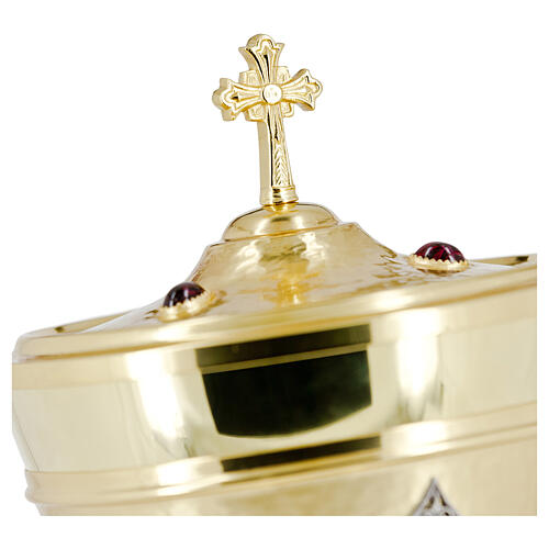 Pisside filigrana Giglio e corona di spine finitura oro h 30 cm 5