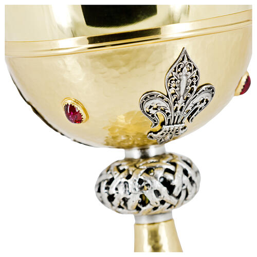 Pisside filigrana Giglio e corona di spine finitura oro h 30 cm 6
