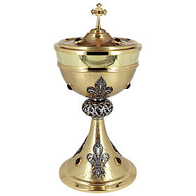 Filigree ciborium lily and crown of thorns gold finish h 30 cm