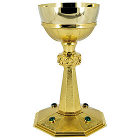 Calice ottagonale ottone con ametiste h 20 cm