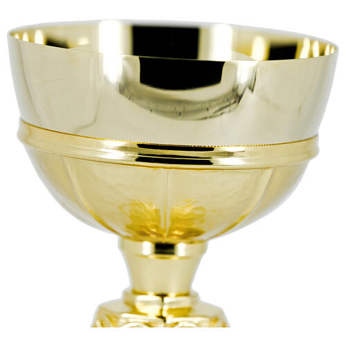 Octagonal chalice in brass with amethysts h 20 cm 2