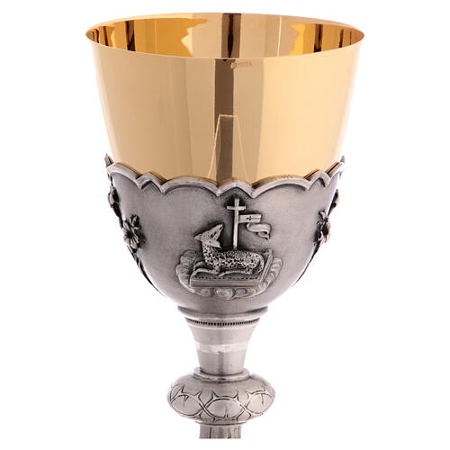 Deposition of Christ chalice, silver-plated brass, h 8 in 3