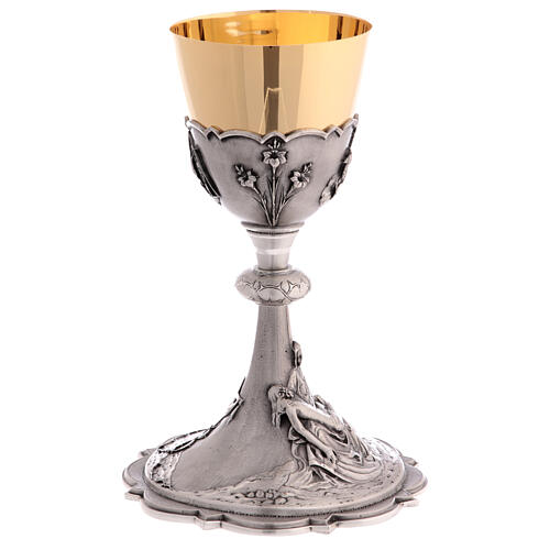 Deposition of Christ chalice, silver-plated brass, h 8 in 8