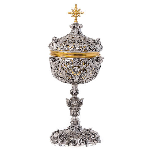 Ciborium with Florentine cut-out pattern, silver-plated, h 14 in 1