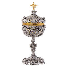 Pisside traforo fiorentino finitura argento h 35 cm
