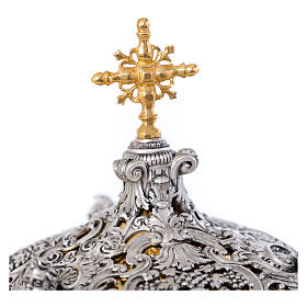 Pisside traforo fiorentino finitura argento h 35 cm