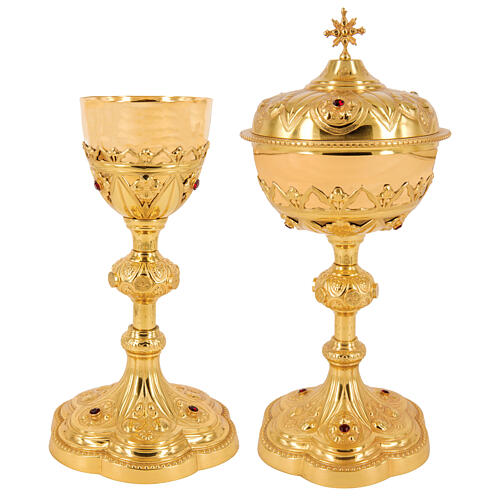 Chalice and ciborium from the French collection, golden finish 1