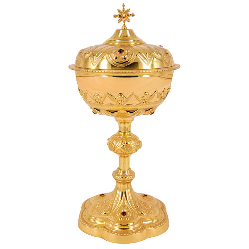 Chalice and ciborium from the French collection, golden finish