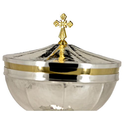 Octagonal ciborium with crown of thorns and amethysts, silver-plated, h 10 in 2