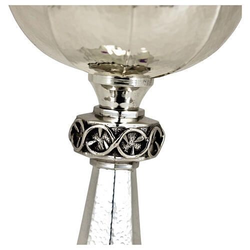 Octagonal ciborium with crown of thorns and amethysts, silver-plated, h 10 in 5