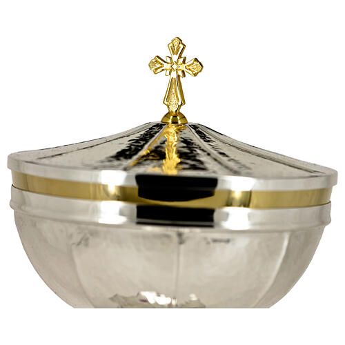 Pisside ottagonale croce di spine con ametiste argentata 25 cm 2