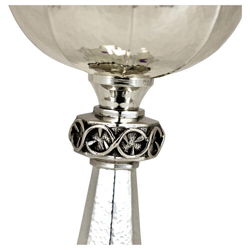 Pisside ottagonale croce di spine con ametiste argentata 25 cm 5