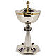 Pisside ottagonale croce di spine con ametiste argentata 25 cm s1