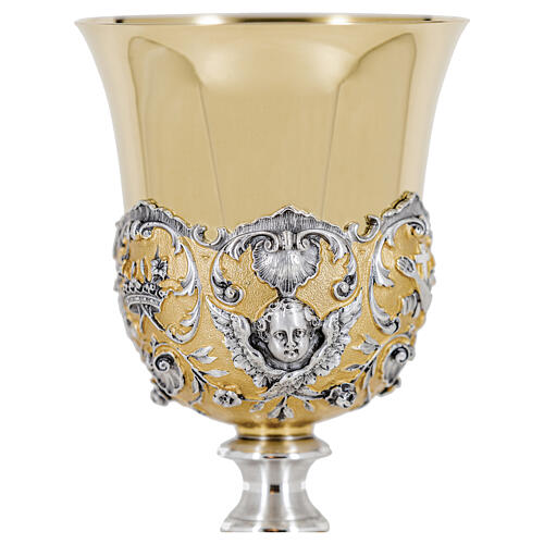 Baroque chalice with silver cup, bicoloured finish, h 10 in 2