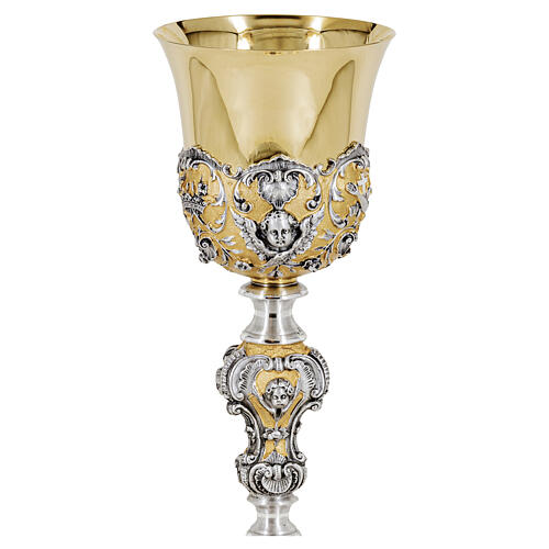 Baroque chalice with silver cup, bicoloured finish, h 10 in 3