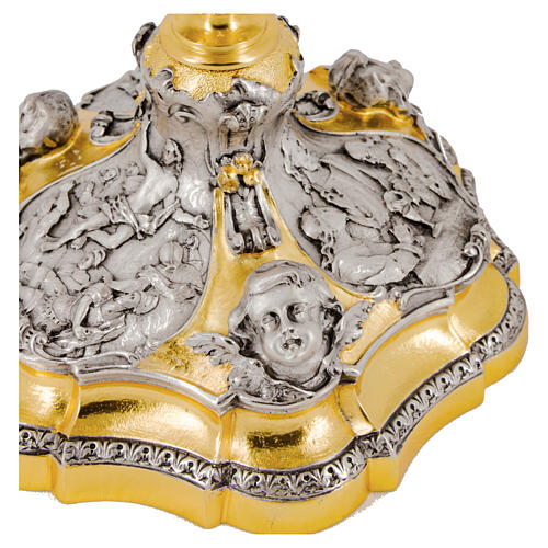 Life of Christ chalice with silver cup, gold and silver-plating, 10 in 7