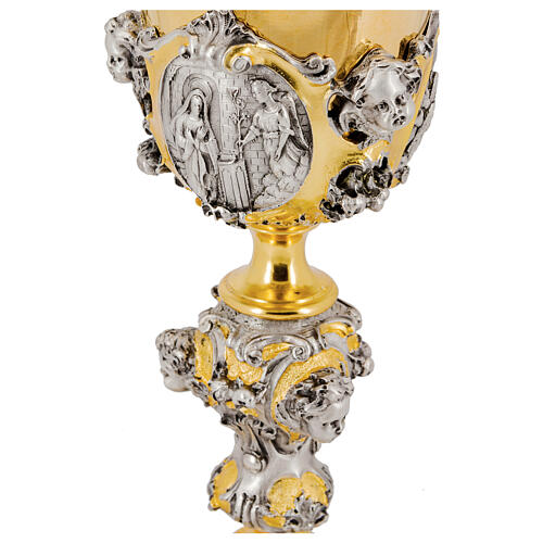 Life of Christ chalice with silver cup, gold and silver-plating, 10 in 10