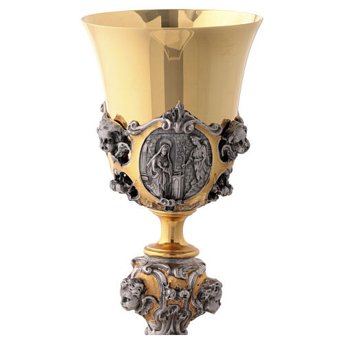 Cáliz Vida de Cristo copa de plata acabado oro 25 cm 2