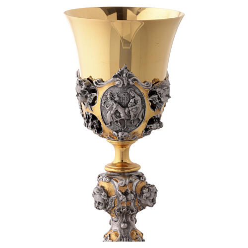 Cáliz Vida de Cristo copa de plata acabado oro 25 cm 5