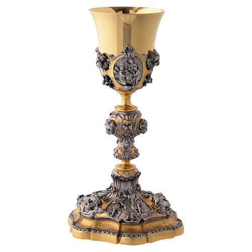Cáliz Vida de Cristo copa de plata acabado oro 25 cm 7