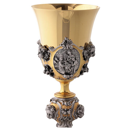 Cáliz Vida de Cristo copa de plata acabado oro 25 cm 8