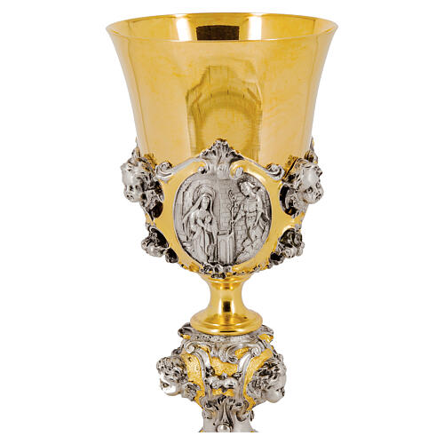Church Chalice Life of Christ silver cup gold silver finish 25 cm 2