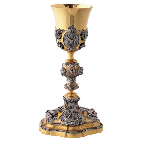 Chalice Life of Christ silver cup with gold and silver finish, 25 cm 4
