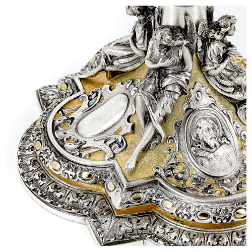 Kelch, barocker Stil, Christus, Maria, Evangelisten, Messing vergoldet/versilbert, 25 cm 8