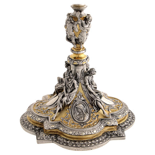 Kelch, barocker Stil, Christus, Maria, Evangelisten, Messing vergoldet/versilbert, 25 cm 11