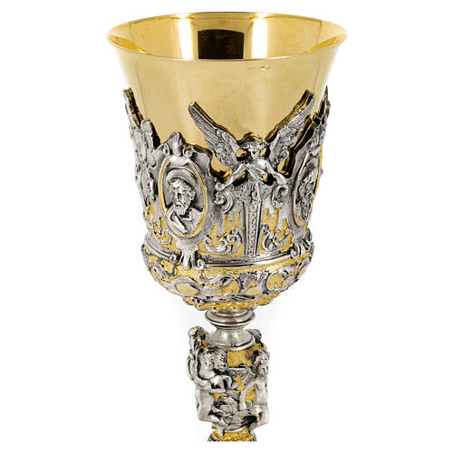 Baroque chalice, Christ Mary and the Evangelists, h 10 in 2