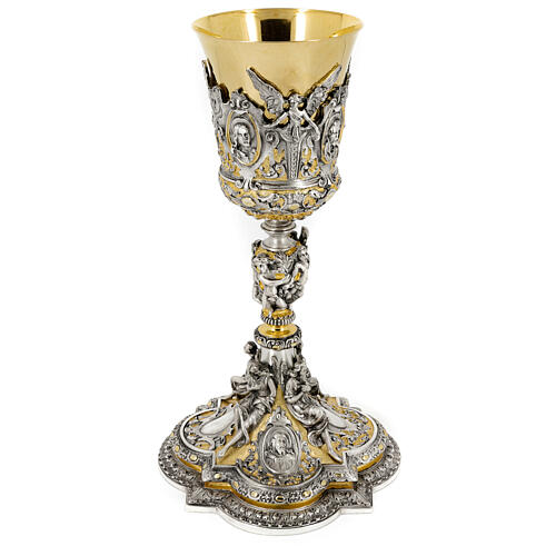 Baroque chalice, Christ Mary and the Evangelists, h 10 in 4