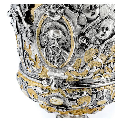 Baroque chalice, Christ Mary and the Evangelists, h 10 in 6