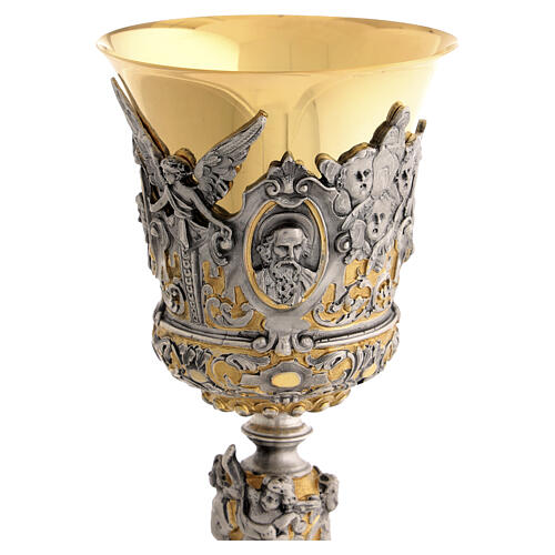 Calice baroque Christ Marie et Évangélistes h 24 cm 3