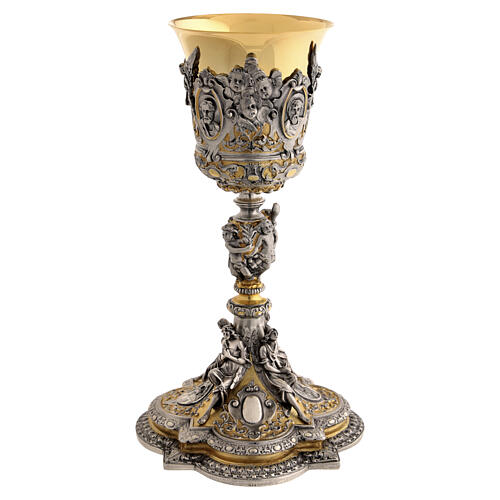 Calice baroque Christ Marie et Évangélistes h 24 cm 6
