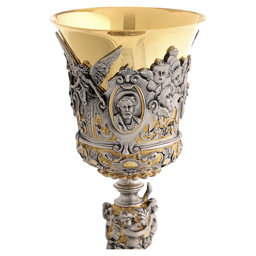 Calice baroque Christ Marie et Évangélistes h 24 cm 7