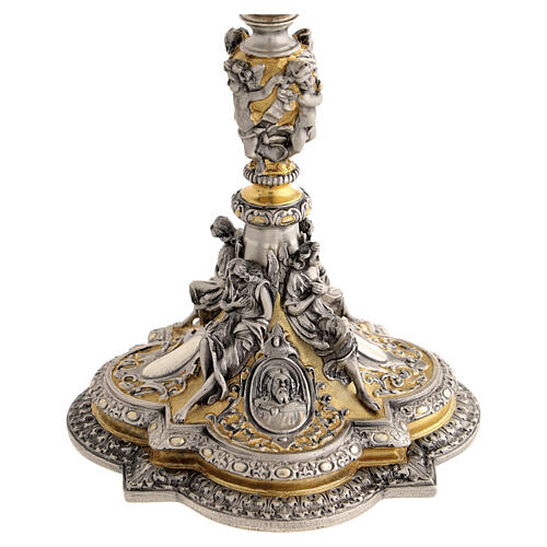 Calice baroque Christ Marie et Évangélistes h 24 cm 10