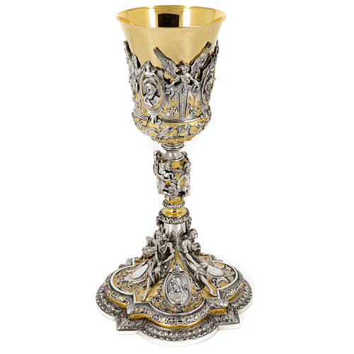 Baroque Chalice Christ Mary and Evangelists h 25 cm 1