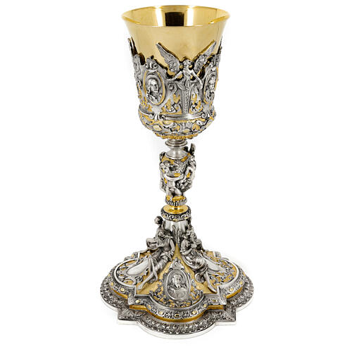 Baroque Chalice Christ Mary and Evangelists h 25 cm 4