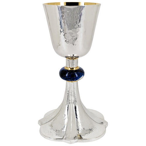 Gothic chalice with silver cup, silver-plated brass, h 8 in 1