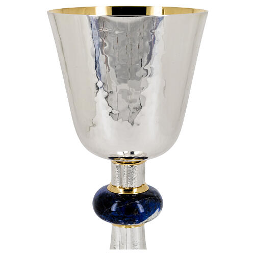 Gothic chalice with silver cup, silver-plated brass, h 8 in 2