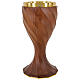 Walnut chalice and offertory paten, 12 sides, gilt finish s1