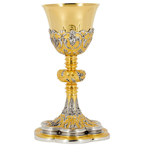 Grapes and ears chalice nickel silver gold silver finish h. 27cm 1