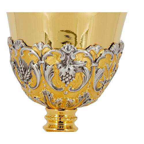 Grapes and ears chalice nickel silver gold silver finish h. 27cm 2
