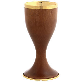 Chalice and bowl paten, walnut and gold plated brass