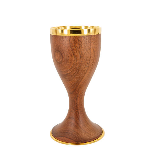 Chalice and bowl paten, walnut and gold plated brass 2